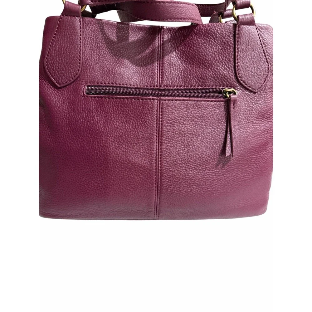 THE SAK Burgundy Leather Shoulder Bag Large Tote Purse